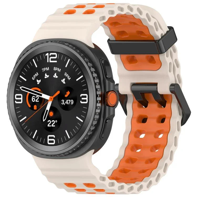 海洋雙扣雙色矽膠錶帶，適用於 Samsung Galaxy Watch8 / Watch8 Classic