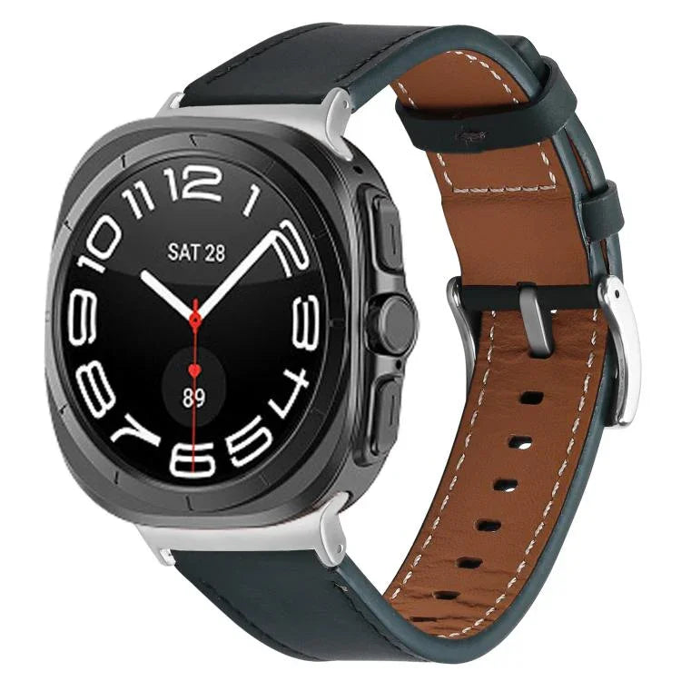 銀扣納帕真皮錶帶，適用於 Samsung Galaxy Watch Ultra 47mm / Ultra 2025