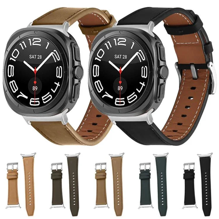 銀扣納帕真皮錶帶，適用於 Samsung Galaxy Watch Ultra 47mm / Ultra 2025