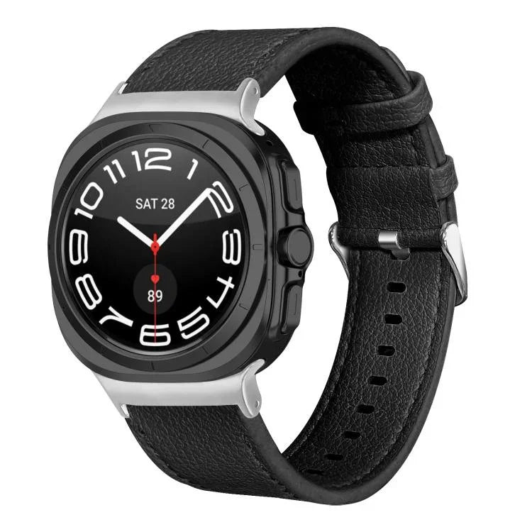 雙面荔枝真皮錶帶，適用於 Samsung Galaxy Watch Ultra 47mm / Ultra 2025