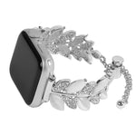 葉形鑽石鑲嵌合金錶帶，適用於 Apple Watch 46mm / 49mm / 45mm / 44mm，適用於 Apple Watch 42mm / 41mm / 40mm / 38mm