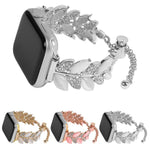 葉形鑽石鑲嵌合金錶帶，適用於 Apple Watch 46mm / 49mm / 45mm / 44mm，適用於 Apple Watch 42mm / 41mm / 40mm / 38mm
