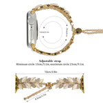 葉形鑽石鑲嵌合金錶帶，適用於 Apple Watch 46mm / 49mm / 45mm / 44mm，適用於 Apple Watch 42mm / 41mm / 40mm / 38mm