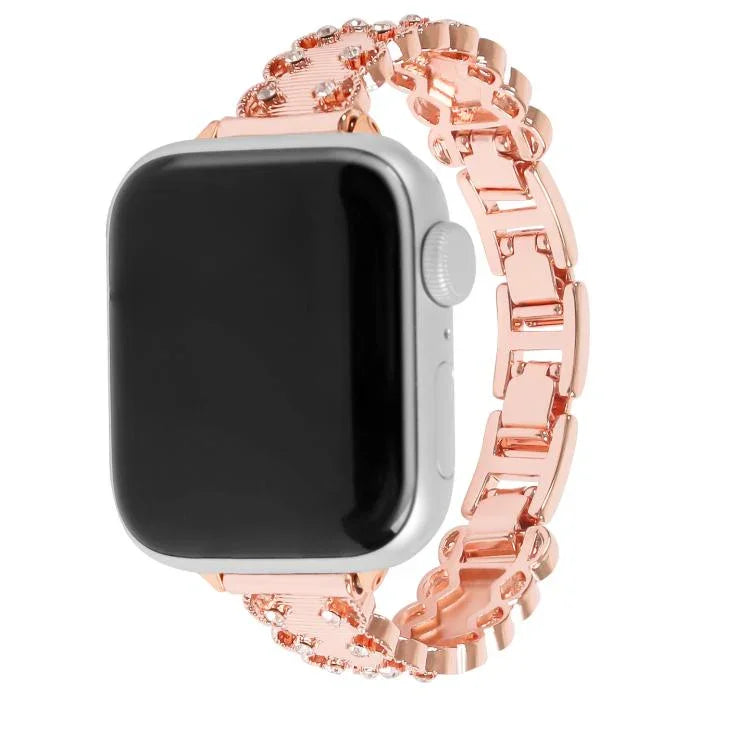 蕾絲邊鑽石合金金屬錶帶，適用於 Apple Watch 46mm / 49mm / 45mm / 44mm，適用於 Apple Watch 42mm / 41mm / 40mm / 38mm