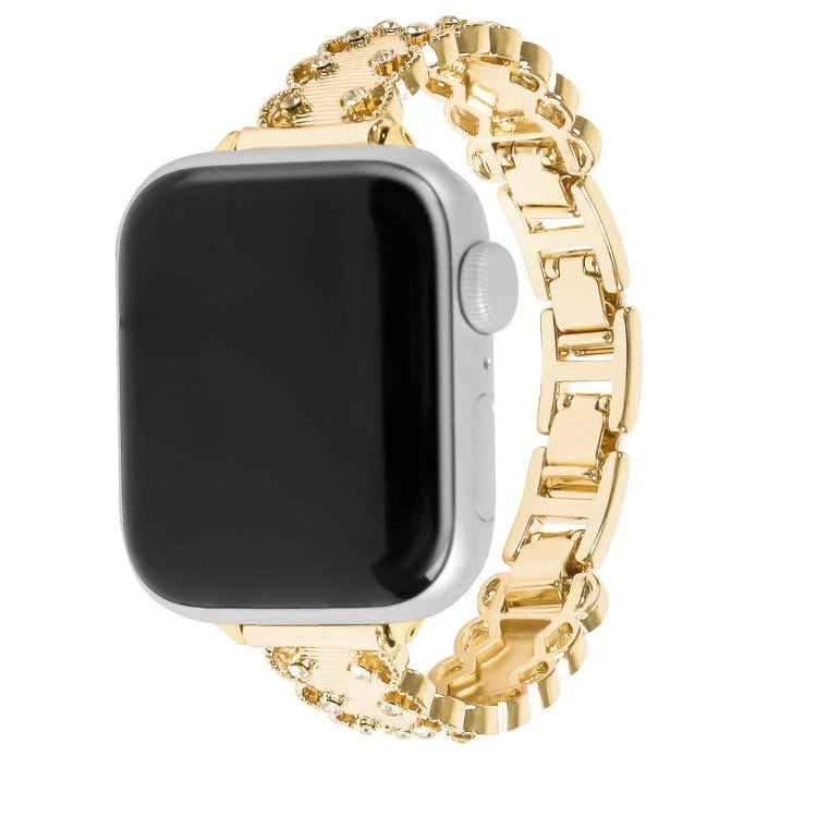 蕾絲邊鑽石合金金屬錶帶，適用於 Apple Watch 46mm / 49mm / 45mm / 44mm，適用於 Apple Watch 42mm / 41mm / 40mm / 38mm