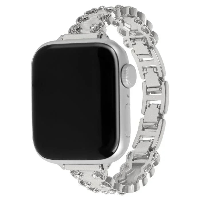 蕾絲邊鑽石合金金屬錶帶，適用於 Apple Watch 46mm / 49mm / 45mm / 44mm，適用於 Apple Watch 42mm / 41mm / 40mm / 38mm