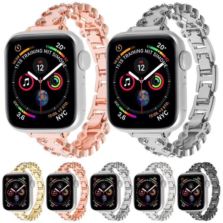 蕾絲邊鑽石合金金屬錶帶，適用於 Apple Watch 46mm / 49mm / 45mm / 44mm，適用於 Apple Watch 42mm / 41mm / 40mm / 38mm