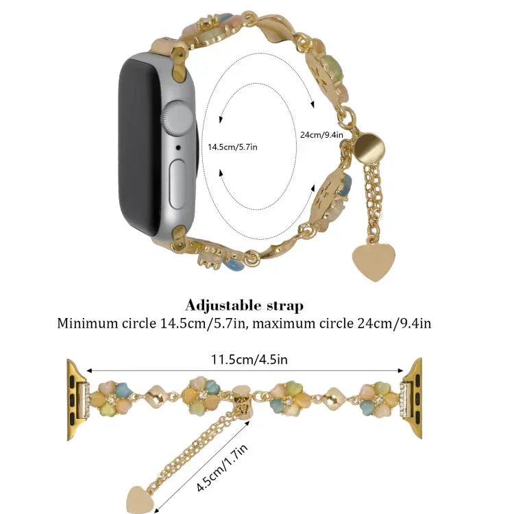 四葉草鍊合金錶帶，適用於 Apple Watch 46mm / 49mm / 45mm / 44mm，適用於 Apple Watch 42mm / 41mm / 40mm / 38mm