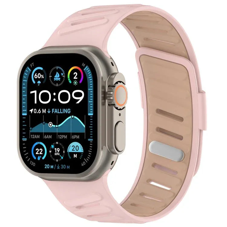 斜扣透氣雙色矽膠錶帶，適用於 Apple Watch 46mm / 49mm / 45mm / 44mm