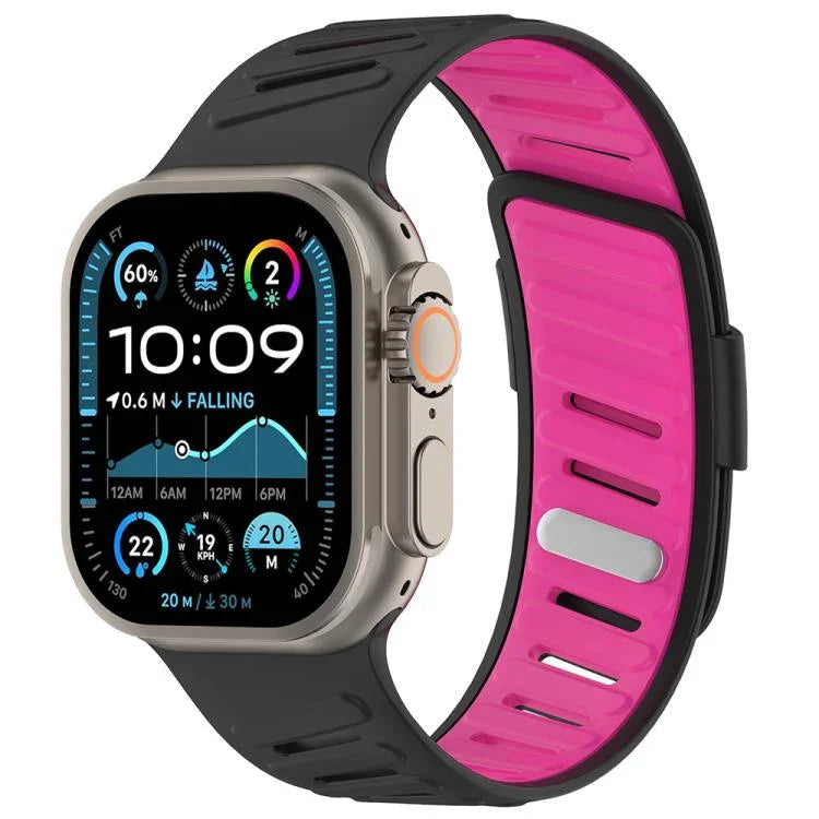斜扣透氣雙色矽膠錶帶，適用於 Apple Watch 46mm / 49mm / 45mm / 44mm