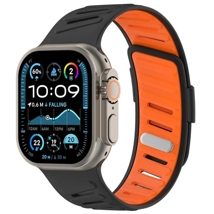 斜扣透氣雙色矽膠錶帶，適用於 Apple Watch 46mm / 49mm / 45mm / 44mm