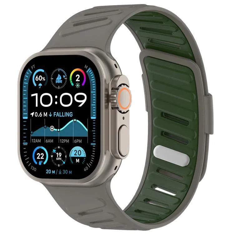 斜扣透氣雙色矽膠錶帶，適用於 Apple Watch 46mm / 49mm / 45mm / 44mm
