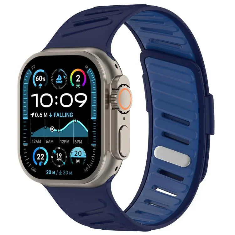斜扣透氣雙色矽膠錶帶，適用於 Apple Watch 46mm / 49mm / 45mm / 44mm
