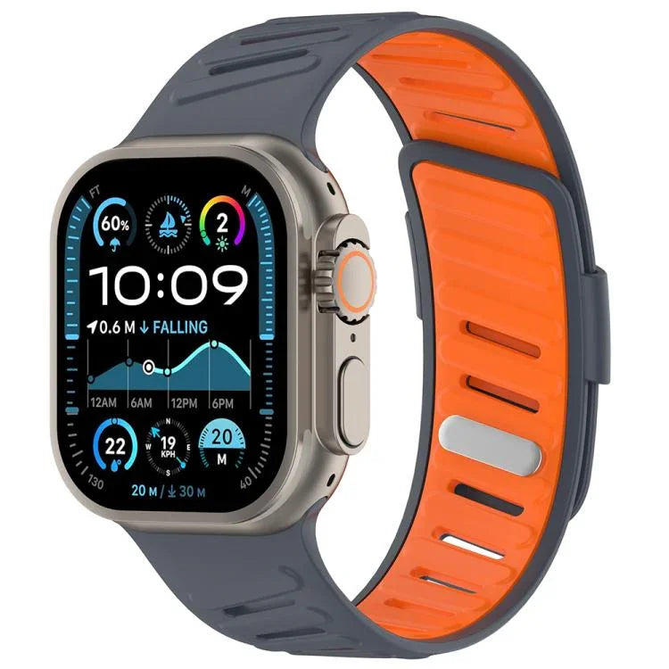 斜扣透氣雙色矽膠錶帶，適用於 Apple Watch 46mm / 49mm / 45mm / 44mm