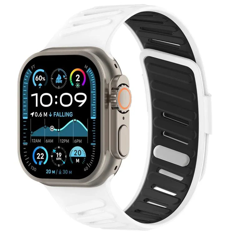 斜扣透氣雙色矽膠錶帶，適用於 Apple Watch 46mm / 49mm / 45mm / 44mm