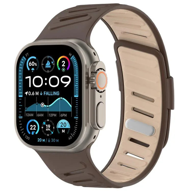 斜扣透氣雙色矽膠錶帶，適用於 Apple Watch 46mm / 49mm / 45mm / 44mm