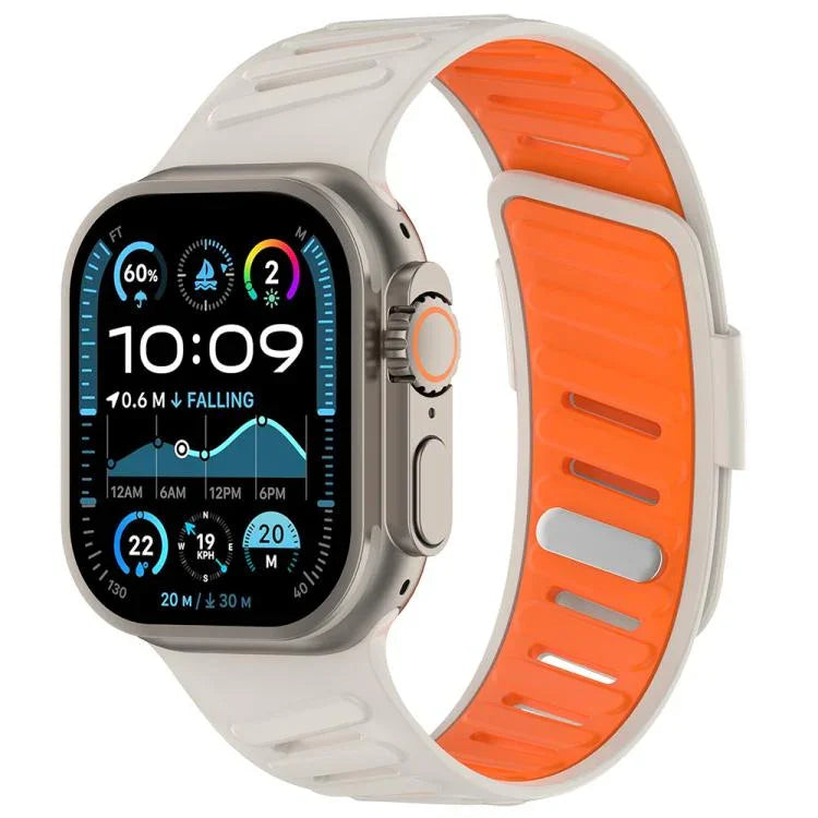 斜扣透氣雙色矽膠錶帶，適用於 Apple Watch 46mm / 49mm / 45mm / 44mm