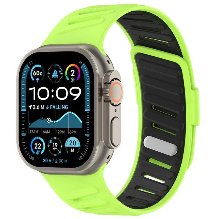 斜扣透氣雙色矽膠錶帶，適用於 Apple Watch 46mm / 49mm / 45mm / 44mm