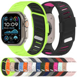 斜扣透氣雙色矽膠錶帶，適用於 Apple Watch 46mm / 49mm / 45mm / 44mm