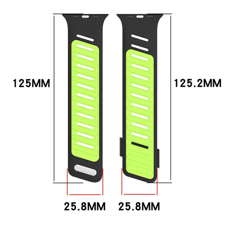 斜扣透氣雙色矽膠錶帶，適用於 Apple Watch 46mm / 49mm / 45mm / 44mm