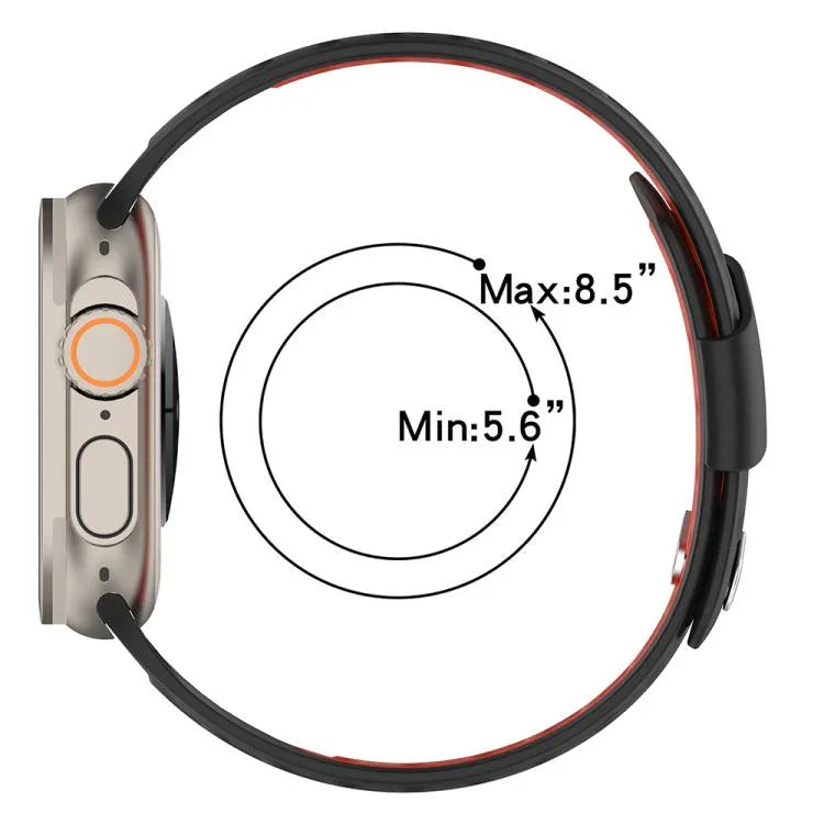 斜扣透氣雙色矽膠錶帶，適用於 Apple Watch 46mm / 49mm / 45mm / 44mm