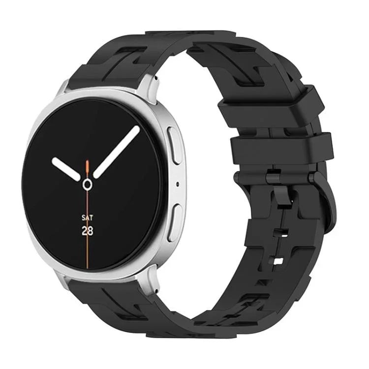 黑色扣環圓尾矽膠錶帶，適用於 Samsung Galaxy Watch8 / Watch8 Classic