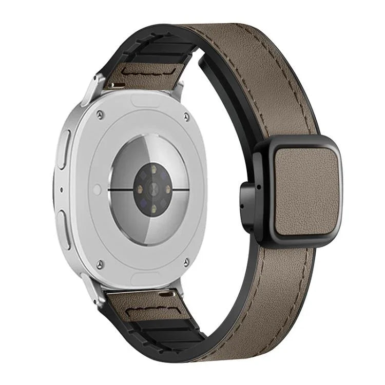 方形磁扣皮革紋矽膠錶帶，適用於 Samsung Galaxy Watch8 / Watch8 Classic