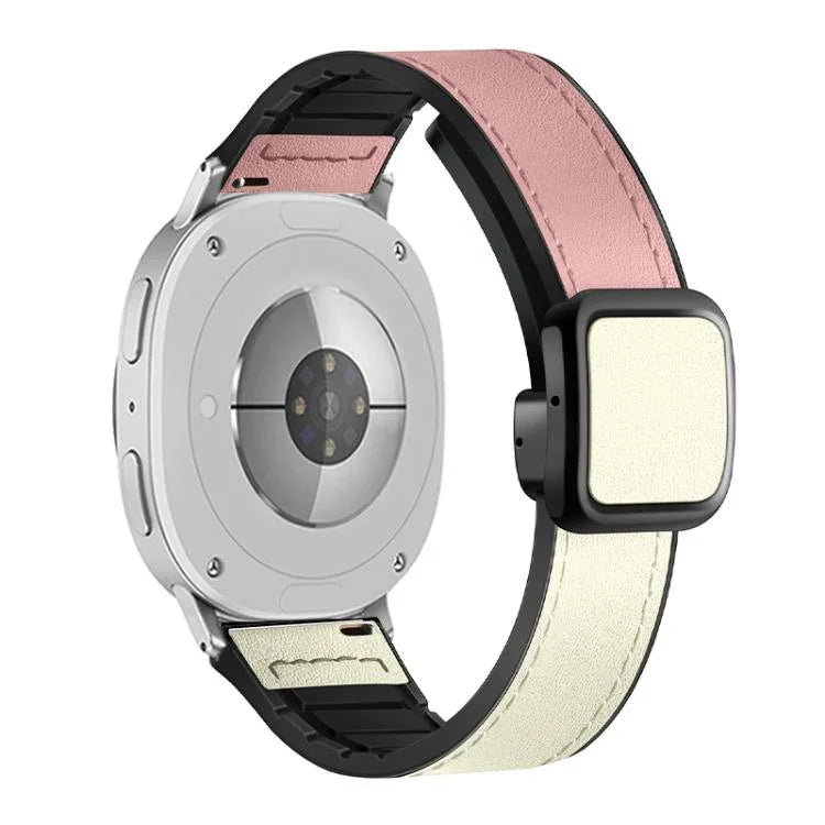 方形磁扣皮革紋矽膠錶帶，適用於 Samsung Galaxy Watch8 / Watch8 Classic