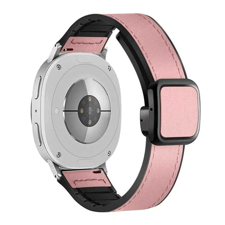 方形磁扣皮革紋矽膠錶帶，適用於 Samsung Galaxy Watch8 / Watch8 Classic