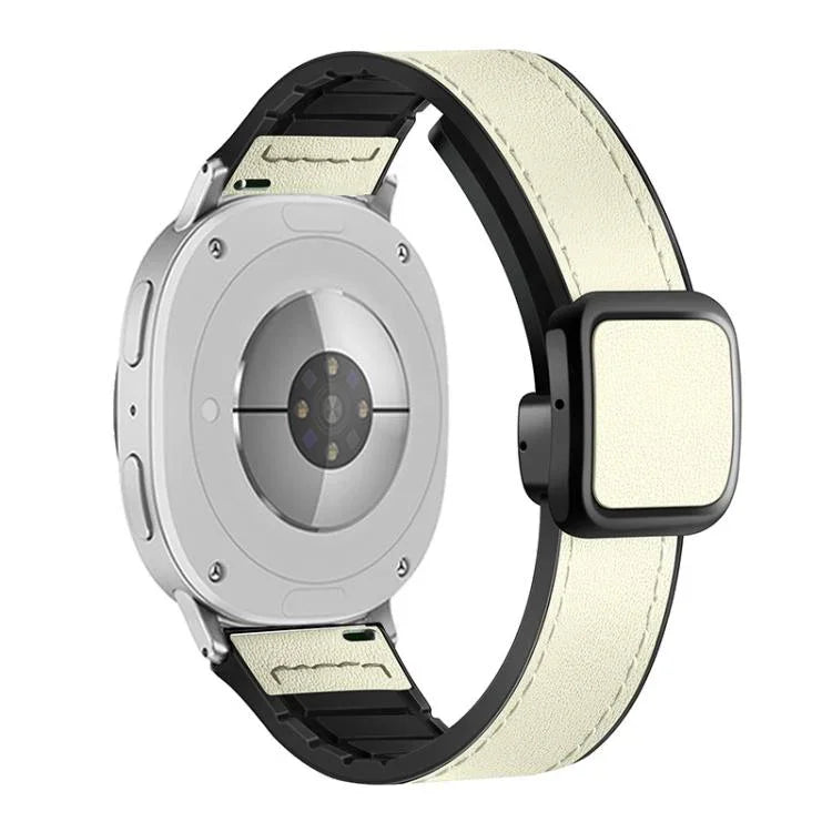方形磁扣皮革紋矽膠錶帶，適用於 Samsung Galaxy Watch8 / Watch8 Classic