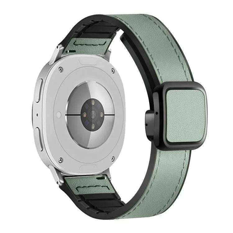 方形磁扣皮革紋矽膠錶帶，適用於 Samsung Galaxy Watch8 / Watch8 Classic