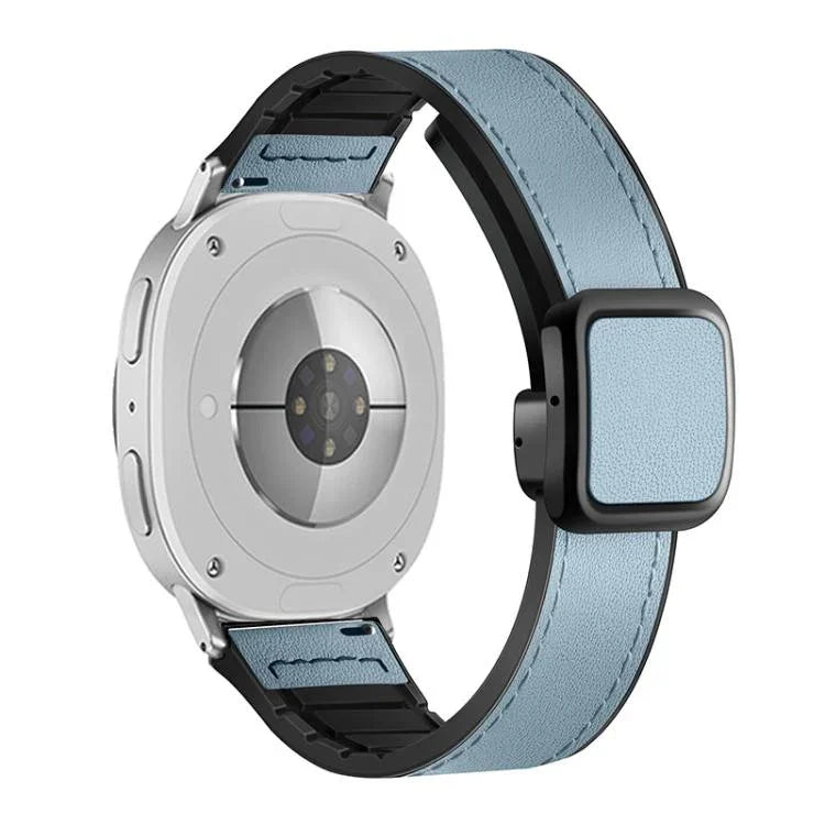 方形磁扣皮革紋矽膠錶帶，適用於 Samsung Galaxy Watch8 / Watch8 Classic