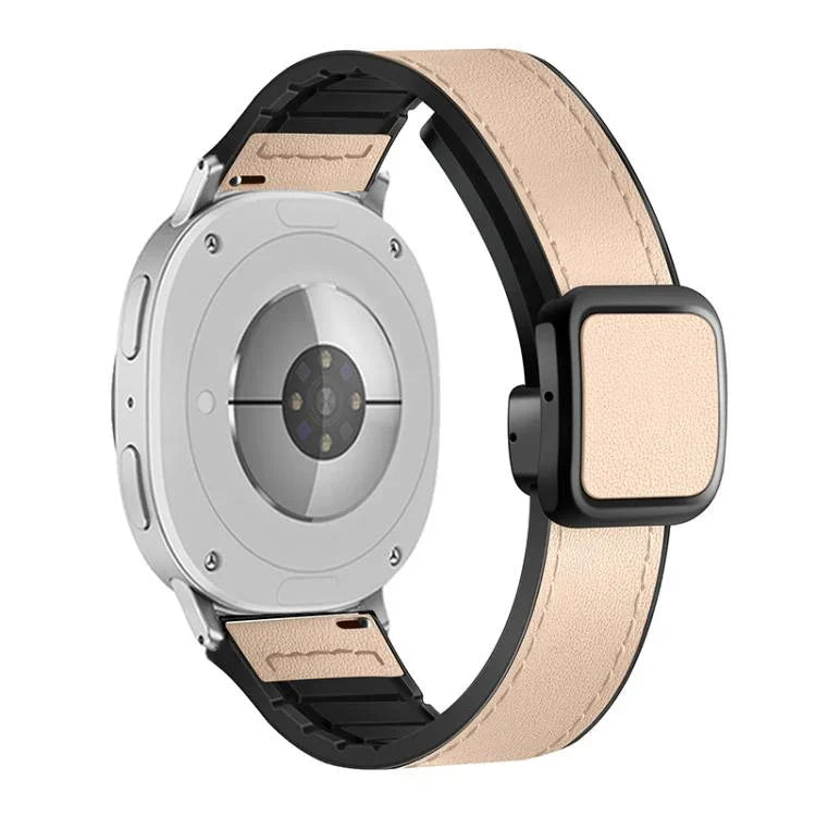 方形磁扣皮革紋矽膠錶帶，適用於 Samsung Galaxy Watch8 / Watch8 Classic