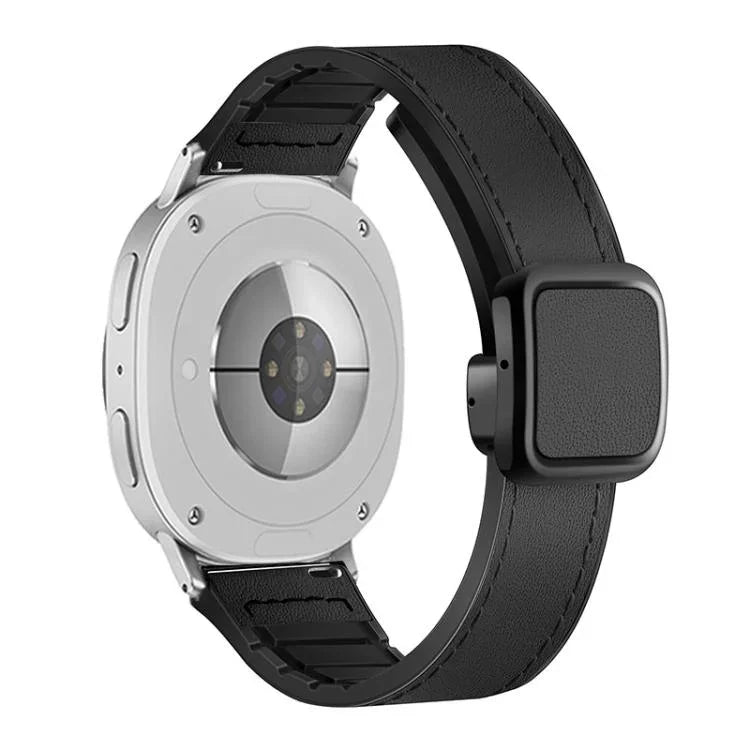 方形磁扣皮革紋矽膠錶帶，適用於 Samsung Galaxy Watch8 / Watch8 Classic