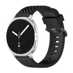 黑色扣環雲杉矽膠錶帶，適用於 Samsung Galaxy Watch8 / Watch8 Classic