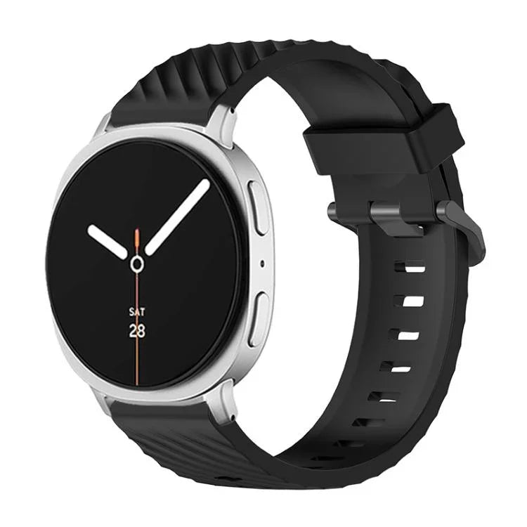 黑色扣環雲杉矽膠錶帶，適用於 Samsung Galaxy Watch8 / Watch8 Classic