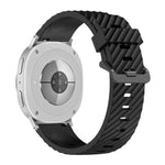 黑色扣環雲杉矽膠錶帶，適用於 Samsung Galaxy Watch8 / Watch8 Classic