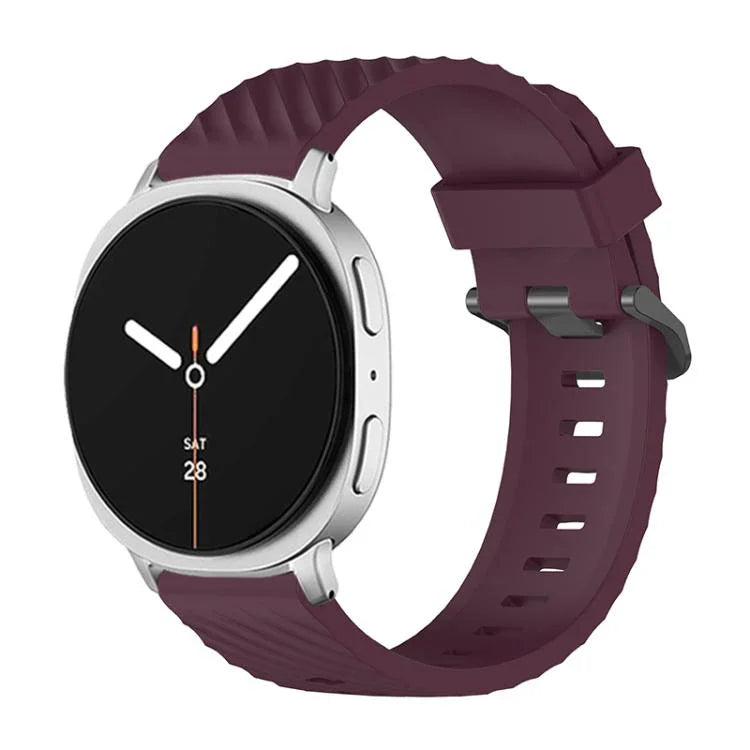 黑色扣環雲杉矽膠錶帶，適用於 Samsung Galaxy Watch8 / Watch8 Classic