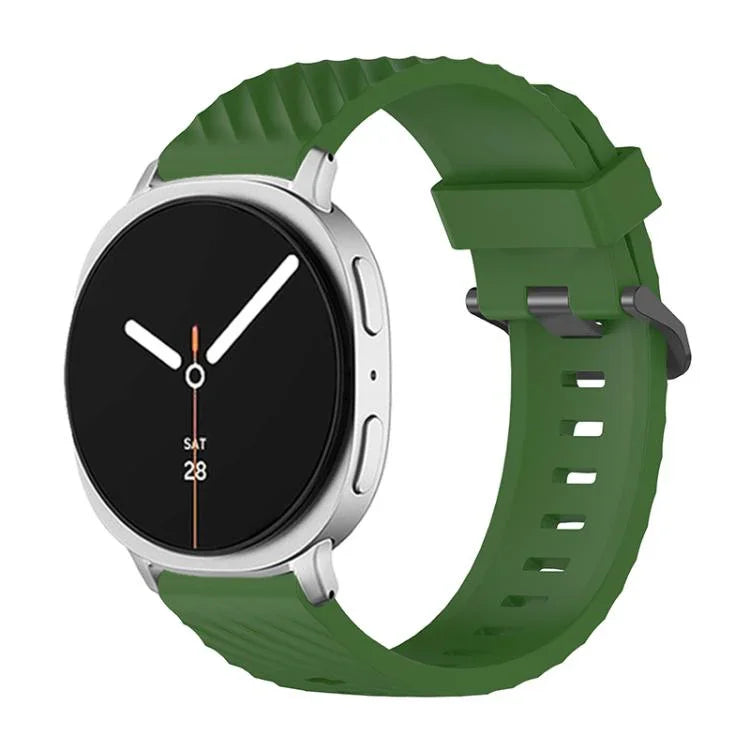 黑色扣環雲杉矽膠錶帶，適用於 Samsung Galaxy Watch8 / Watch8 Classic