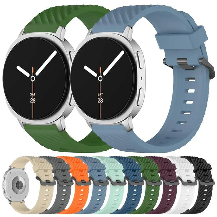 黑色扣環雲杉矽膠錶帶，適用於 Samsung Galaxy Watch8 / Watch8 Classic