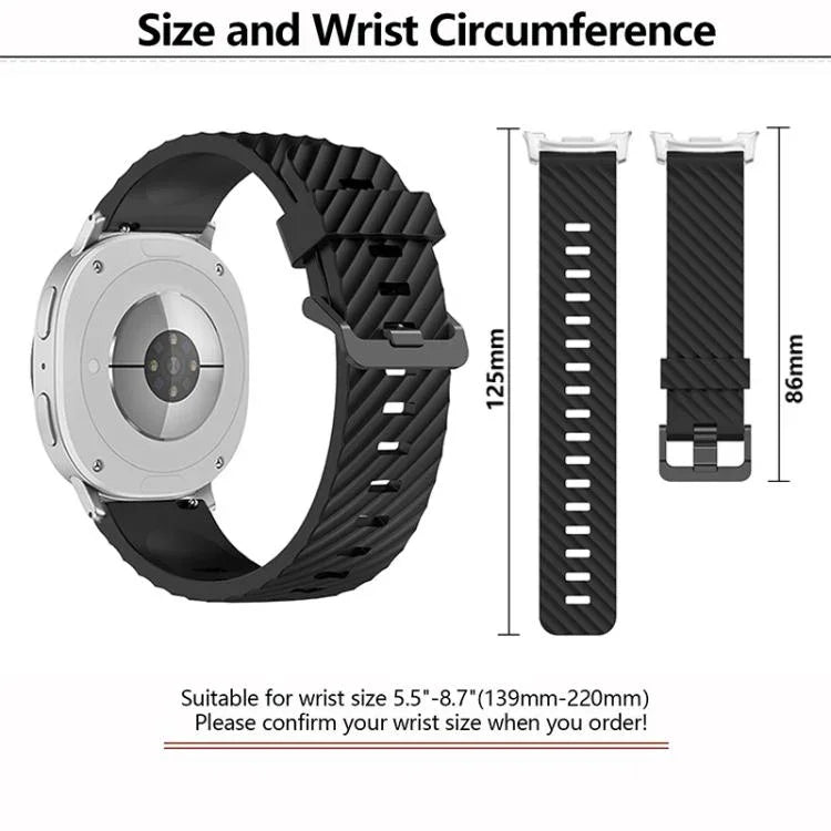 黑色扣環雲杉矽膠錶帶，適用於 Samsung Galaxy Watch8 / Watch8 Classic