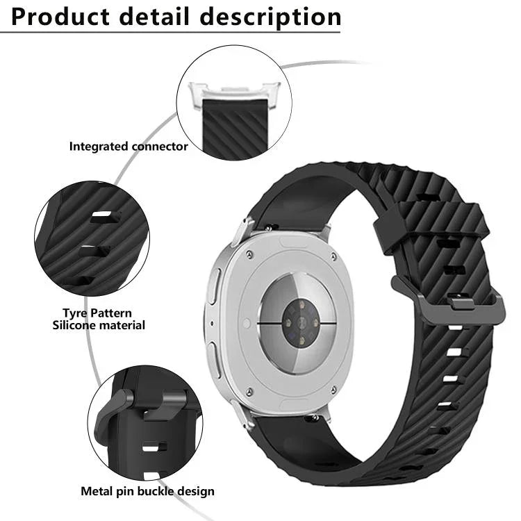 黑色扣環雲杉矽膠錶帶，適用於 Samsung Galaxy Watch8 / Watch8 Classic