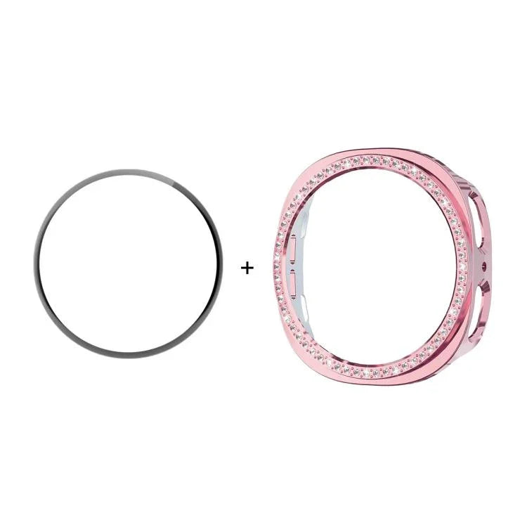 ENKAY Hat-Prince 鑽石PC錶殼，附全覆蓋PMMA軟膜，適用於 Samsung Galaxy Watch8 44mm，Samsung Galaxy Watch8 40mm