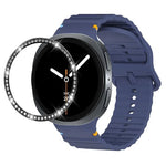 Diamond Bezel and Wavy Grain Stitched Color Buckle Silicone Watch Band, For Samsung Galaxy Watch8 44mm, For Samsung Galaxy Watch8 40mm