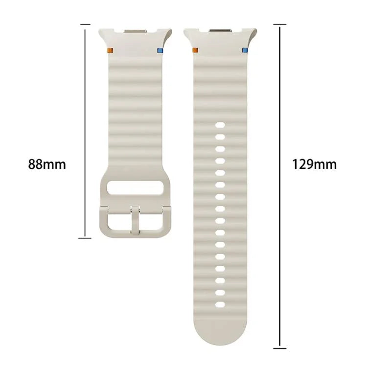Diamond Bezel and Wavy Grain Stitched Color Buckle Silicone Watch Band, For Samsung Galaxy Watch8 44mm, For Samsung Galaxy Watch8 40mm