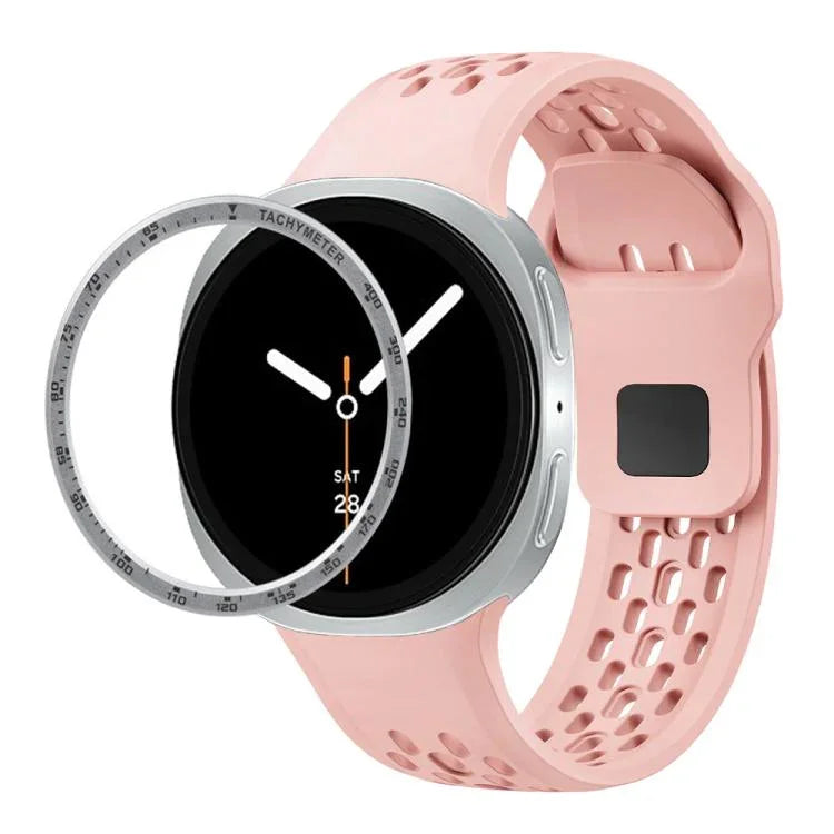 Speed Bezel and Black Reverse Buckle Silicone Watch Band, For Samsung Galaxy Watch8 44mm, For Samsung Galaxy Watch8 40mm