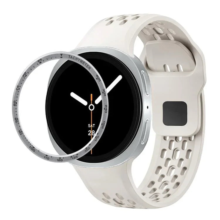 Speed Bezel and Black Reverse Buckle Silicone Watch Band, For Samsung Galaxy Watch8 44mm, For Samsung Galaxy Watch8 40mm