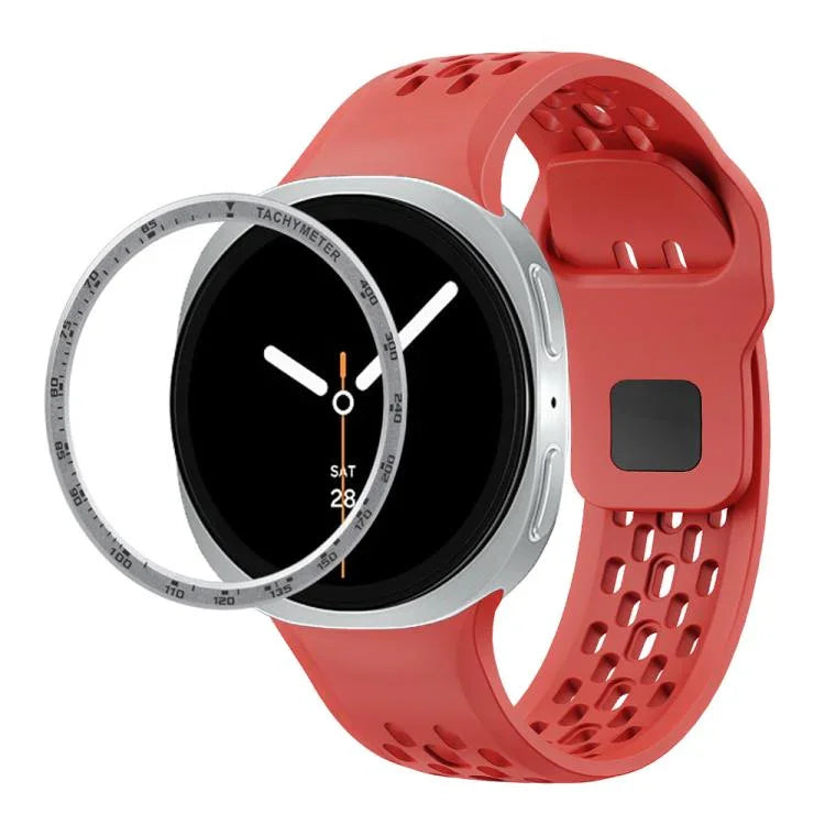 Speed Bezel and Black Reverse Buckle Silicone Watch Band, For Samsung Galaxy Watch8 44mm, For Samsung Galaxy Watch8 40mm