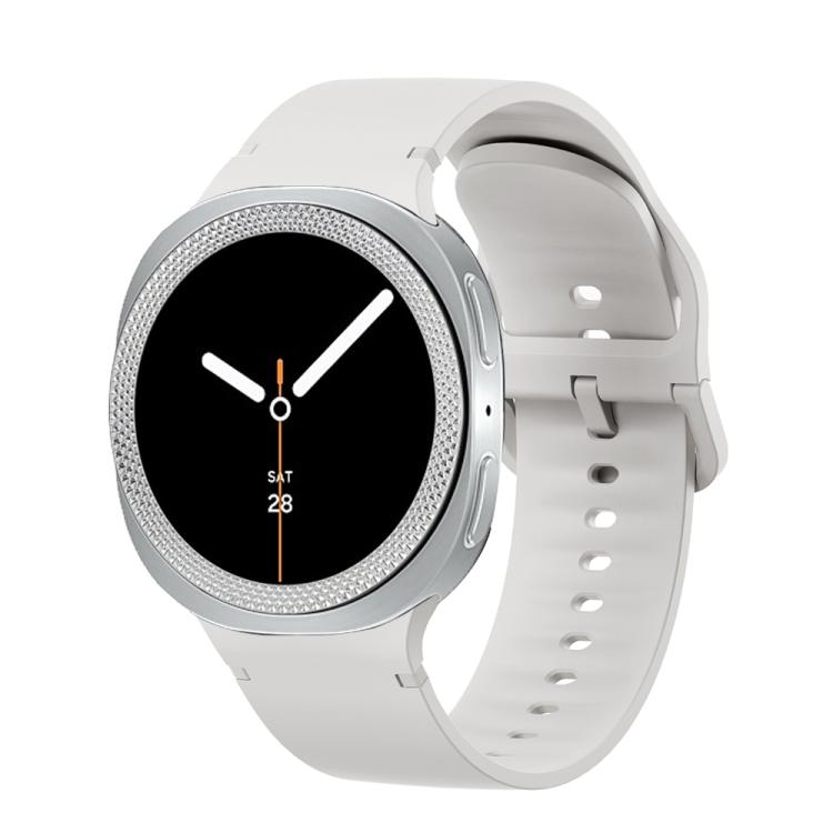 菱形紋理錶圈及純色縫線矽膠錶帶，適用於 Samsung Galaxy Watch8 44mm，適用於 Samsung Galaxy Watch8 40mm