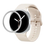 菱形紋理錶圈及純色縫線矽膠錶帶，適用於 Samsung Galaxy Watch8 44mm，適用於 Samsung Galaxy Watch8 40mm